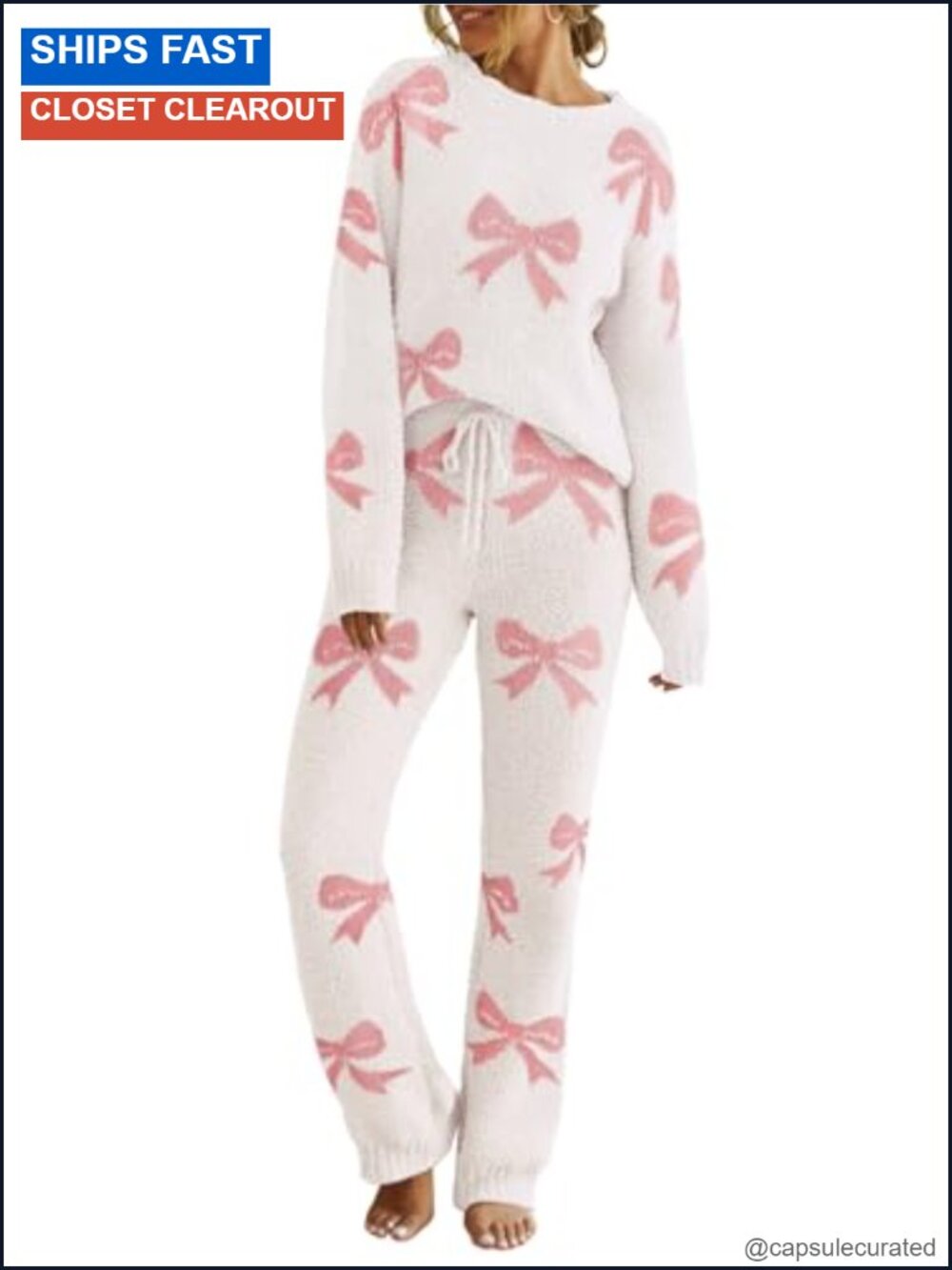 Cozy Fuzzy Lounge Pajama Set 2 Piece Fleece Pullover Long Sleeve